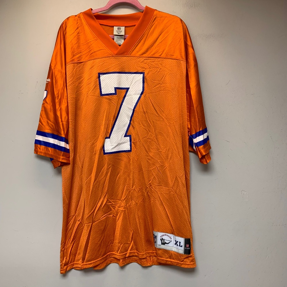 Reebok Jersey Mens XL Orange Excellent Denver Broncos John Elway NFL Vintage 7